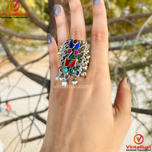 Load image into Gallery viewer, Multicolor Glass Stones Kuchi Statement Ring
