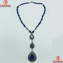 Load image into Gallery viewer, Bohemian Lapis Lazuli Stone Teardrop Pendant Necklace
