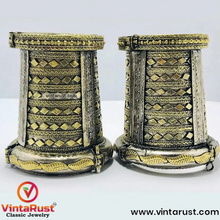 Load image into Gallery viewer, Tribal Golden Massive Handcuff Hinged Bracelet
