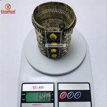 Load image into Gallery viewer, Golden Tribal Cuff Bracelet With Big Glass Stones
