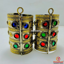 Load image into Gallery viewer, Vintage Bohemian Style Glass Stones Cuff Bracelet
