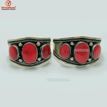 Load image into Gallery viewer, Coral Stones Handmade Adjustable Cuff Bracelet
