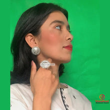 Load image into Gallery viewer, Silver Light Weight Earrings and Ring Set
