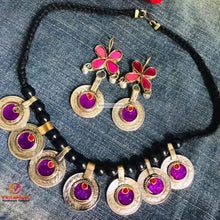 Load image into Gallery viewer, Vintage Coins and Glass Stones Jewelry Set

