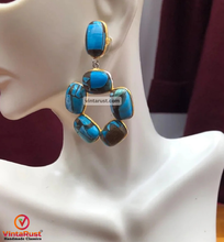 Load image into Gallery viewer, Antique Turquoise Hoop Earrings

