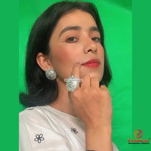 Load image into Gallery viewer, Silver Light Weight Earrings and Ring Set
