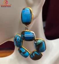 Load image into Gallery viewer, Antique Turquoise Hoop Earrings
