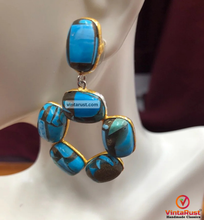Load image into Gallery viewer, Antique Turquoise Hoop Earrings
