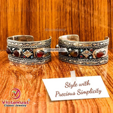 Load image into Gallery viewer, Vintage Tribal Boho Cuff inlaid With Brown Stones
