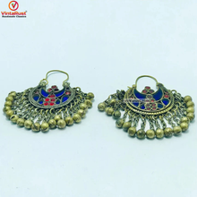 Load image into Gallery viewer, Blue and Red Light Weight  Hoop Earrings
