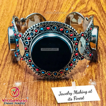 Load image into Gallery viewer, Handmade Tribal Stones Cuff Bracelet, Kuchi Jewelry
