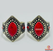 Load image into Gallery viewer, Adjustable Red Coral Gemstone Wide Bracelet
