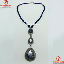 Load image into Gallery viewer, Bohemian Lapis Lazuli Stone Teardrop Pendant Necklace
