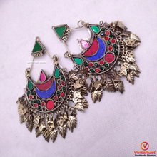 Load image into Gallery viewer, Kuchi Multicolor Glass Stones Antique Massive Earrings

