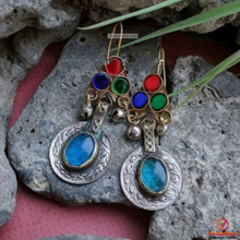 Load image into Gallery viewer, Tribal Coins Earring With Glass Stones
