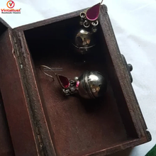 Load image into Gallery viewer, Big bell Earring With Pink Glass Stone
