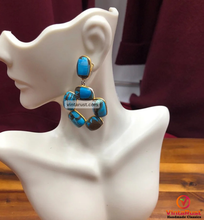 Load image into Gallery viewer, Antique Turquoise Hoop Earrings
