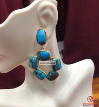 Load image into Gallery viewer, Antique Turquoise Hoop Earrings
