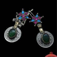 Load image into Gallery viewer, Tribal Coins Earring With Glass Stones
