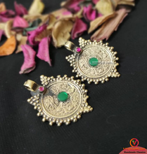 Load image into Gallery viewer, Handmade Gold Coins Earrings With Glass Stones
