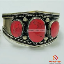 Load image into Gallery viewer, Coral Stones Handmade Adjustable Cuff Bracelet
