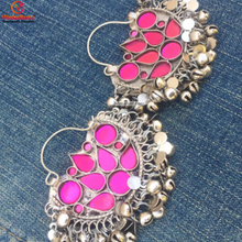 Load image into Gallery viewer, Silver Kuchi Bali Pink Earrings
