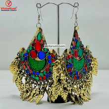 Load image into Gallery viewer, Multicolor Handmade Big Oversized Kuchi Earrings
