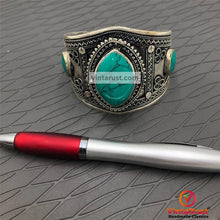 Load image into Gallery viewer, Ethnic Green Stone Handcuff Bracelet
