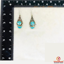 Load image into Gallery viewer, Handmade Turquoise Nepalese Dangle Earrings
