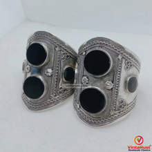 Load image into Gallery viewer, Double Stone Tribal  Boho Cuff Bracelet

