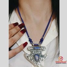 Load image into Gallery viewer, Handmade Lapis Lazuli Necklace with Silver Blue Stone Ring
