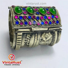 Load image into Gallery viewer, Vintage Gypsy Cuff Bracelet With Big Glass Stones
