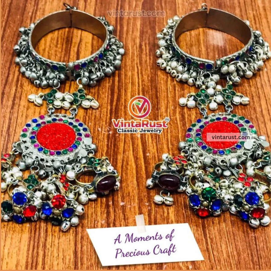 Vintage Handmade Bracelet With Rings Link and Chain