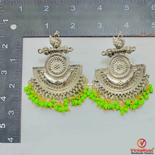 Load image into Gallery viewer, Indian Oxidized Big Earrings With Green Beads
