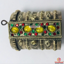 Load image into Gallery viewer, Golden Tribal Cuff Bracelet With Big Glass Stones
