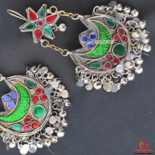 Load image into Gallery viewer, Kuchi Green Dangle Earrings
