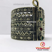 Load image into Gallery viewer, Vintage Gypsy Cuff Bracelet Inlaid With Glass Stones
