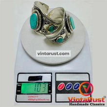 Load image into Gallery viewer, Ethnic Green Stone Handcuff Bracelet
