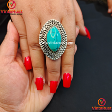 Load image into Gallery viewer, Tribal Kuchi Ring with Stones, Handmade Ring
