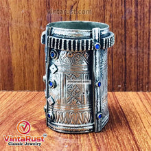 Load image into Gallery viewer, Antique Cuff Bracelet With Blue Glass Stones

