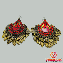 Load image into Gallery viewer, Tribal Handmade Oversized Red Earrings
