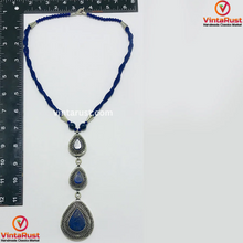 Load image into Gallery viewer, Bohemian Lapis Lazuli Stone Teardrop Pendant Necklace
