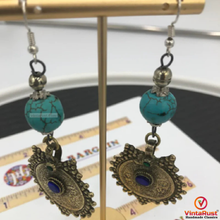 Load image into Gallery viewer, Vintage Coins and Stone Dangle Earrings
