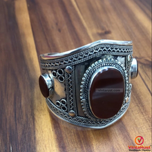 Load image into Gallery viewer, Handmade Kuchi Tribal Stone Cuff Bracelet
