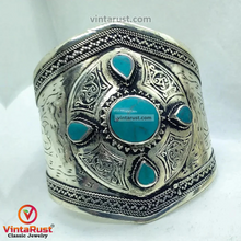 Load image into Gallery viewer, Handmade Silver Tone Kuchi Cuff Bracelet
