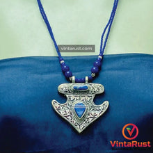 Load image into Gallery viewer, Handmade Lapis Lazuli Necklace with Silver Blue Stone Ring
