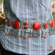 Load image into Gallery viewer, Vintage Coral Stone Belly Dance Belt, Afghan  Belt
