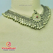 Load image into Gallery viewer, Silver Kuchi Bells Choker Necklace With Vintage Pendant
