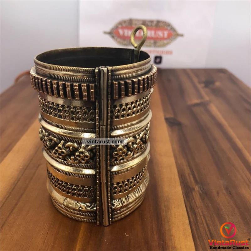 Handmade Golden Vintage Handcuff Bracelet