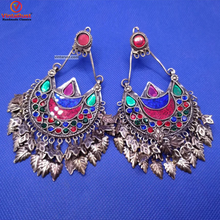 Load image into Gallery viewer, Kuchi Multicolor Glass Stones Antique Massive Earrings

